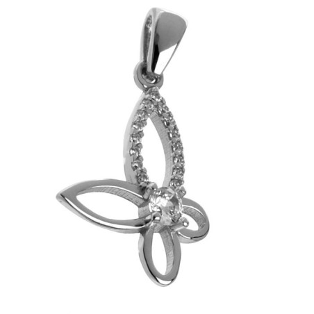 Stříbrný přívěsek - motýl, čiré kulaté zirkony
