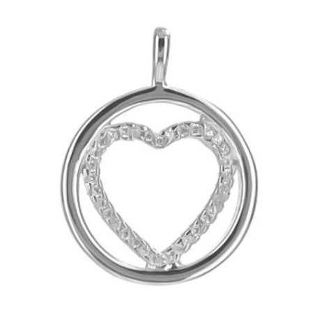 Stříbrný přívěsek - srdíčko, čiré kulaté zirkony