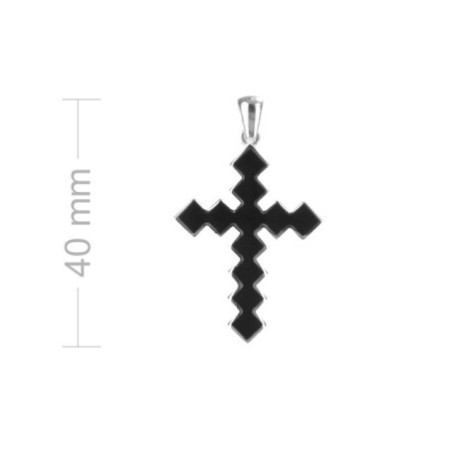 Stříbrný přívěsek - křížek, černá glazura