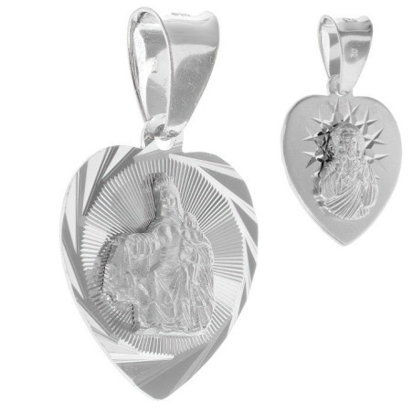 Stříbrný přívěsek Škapulíř - srdíčko