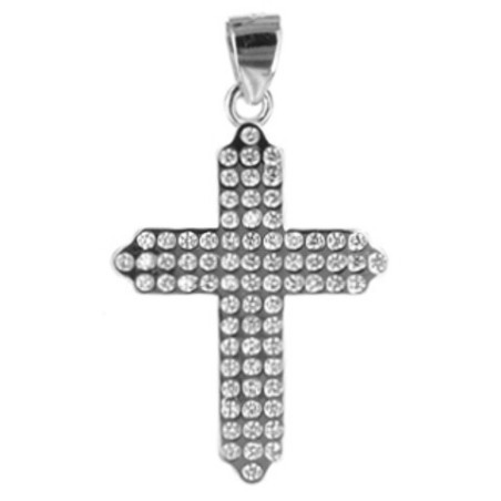 Stříbrný přívěsek - křížek, čiré kulaté zirkony
