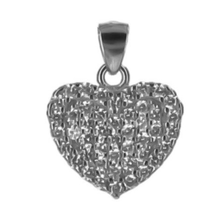 Stříbrný přívěsek - srdíčko, čiré kulaté zirkony