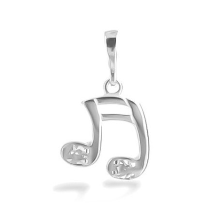 Stříbrný přívěsek - nota, čiré kulaté zirkony