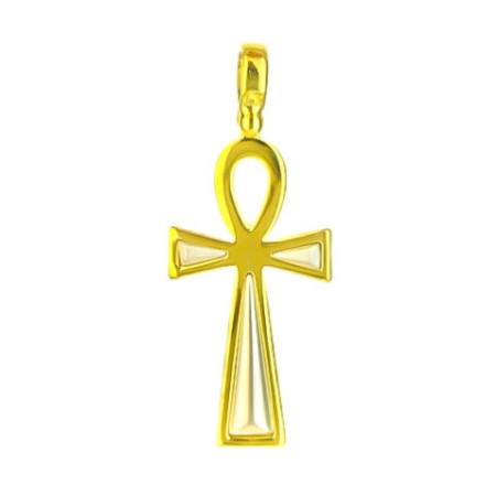 Pozlacený stříbrný přívěsek - křížek, Koptský kříž