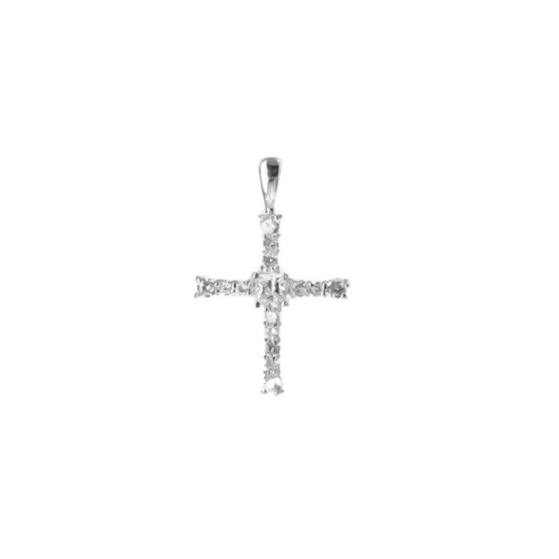 Stříbrný přívěsek - křížek, čirý zirkon ve tvaru čtverce, čiré kulaté zirkony