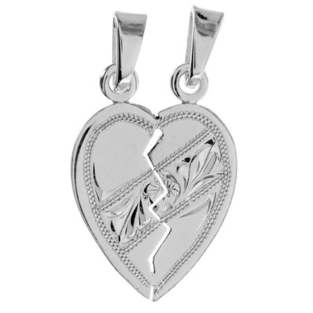 Stříbrný přívěsek pro dva - srdíčko, s ručním gravírem