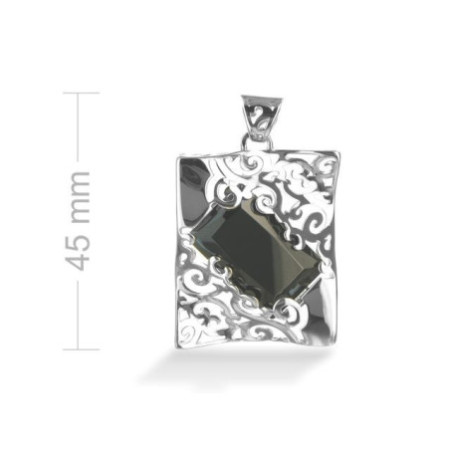 Stříbrný přívěsek - černý zirkon ve tvaru obdélníku