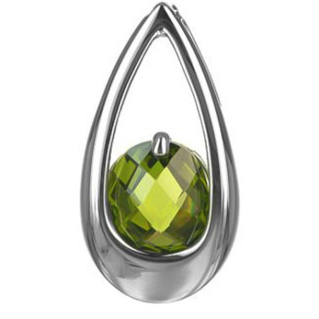 Stříbrný přívěsek - zelený kulatý zirkon