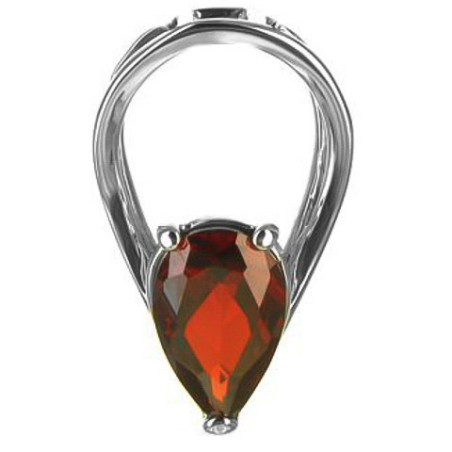 Stříbrný přívěsek - červený zirkon ve tvaru slzy