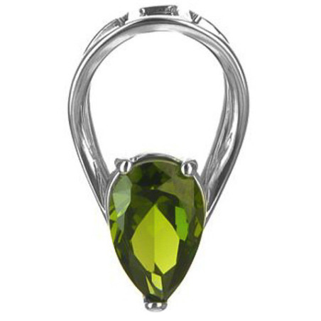Stříbrný přívěsek - zelený zirkon ve tvaru slzy