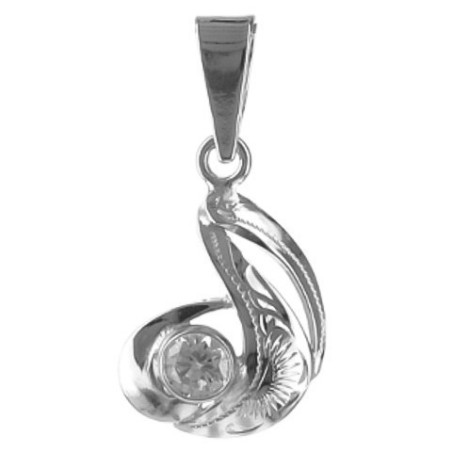 Stříbrný přívěsek - s ručním gravírem, čirý kulatý zirkon