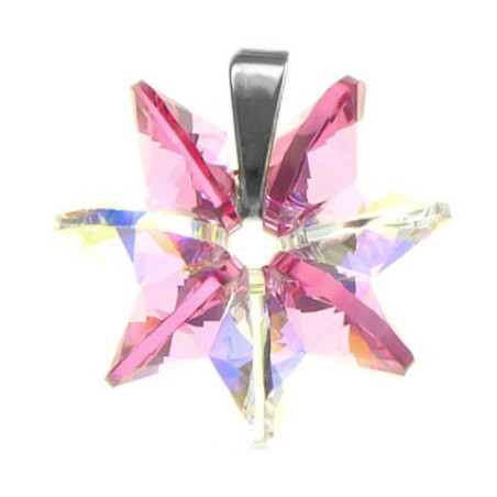 Stříbrný přívěsek - kvítek, křišťály Swarovski