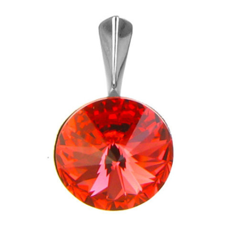 Stříbrný přívěsek - červený kulatý křišťál Swarovski