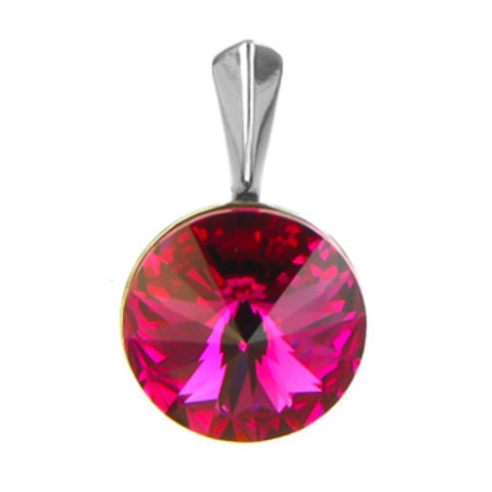 Stříbrný přívěsek - fialový kulatý křišťál Swarovski
