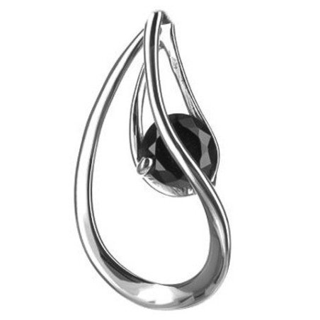 Stříbrný přívěsek - černý kulatý zirkon