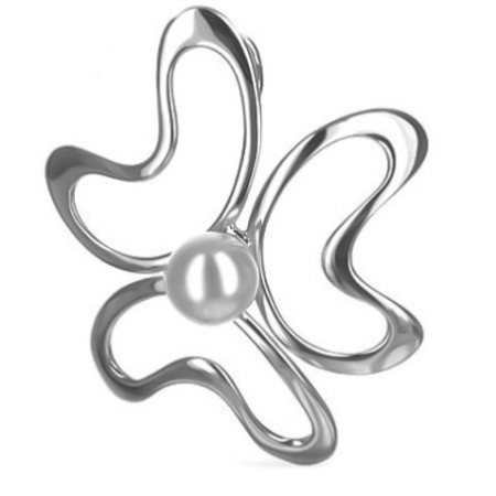 Stříbrný přívěsek - bílá syntetická perla ve tvaru kuličky