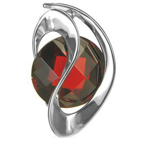 Stříbrný přívěsek - červený kulatý zirkon