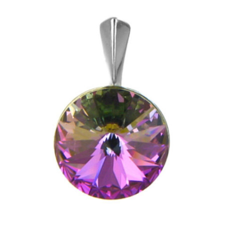 Stříbrný přívěsek - fialový kulatý křišťál Swarovski