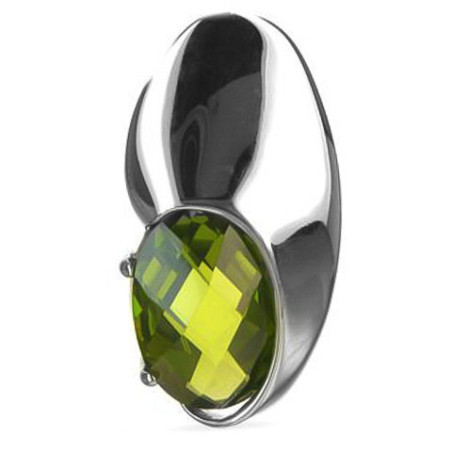 Stříbrný přívěsek - zelený oválný zirkon