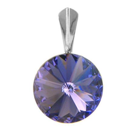 Stříbrný přívěsek - fialový kulatý křišťál Swarovski