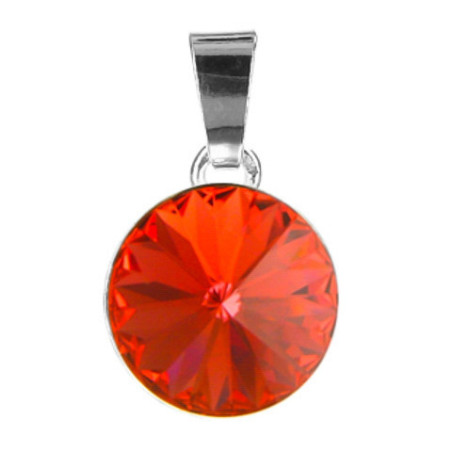 Stříbrný přívěsek - červený kulatý křišťál Swarovski