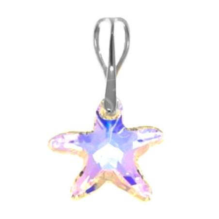 Stříbrný přívěsek - hvězdička, AB křišťál Swarovski ve tvaru hvězdičky