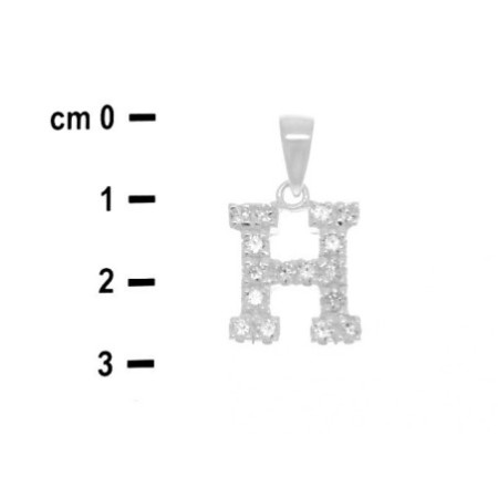Stříbrný přívěsek - písmeno H, čiré kulaté zirkony