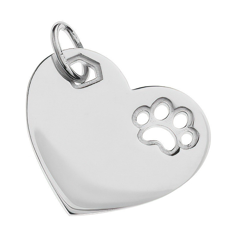 Stříbrný přívěsek - labka, srdíčko
