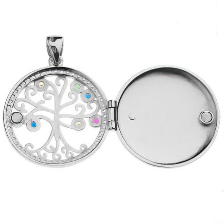 Stříbrný přívěsek na fotku - strom života, barevné kulaté zirkony