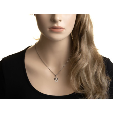 Stříbrný přívěsek - anděl, čiré kulaté zirkony