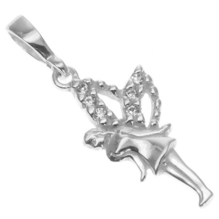 Stříbrný přívěsek - víla, čiré kulaté zirkony
