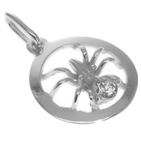 Stříbrný přívěsek - pavouk, čirý kulatý zirkon