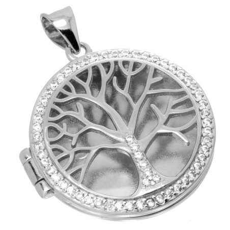 Stříbrný přívěsek na fotku - strom života, čiré kulaté zirkony