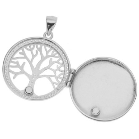 Stříbrný přívěsek na fotku - strom života, čiré kulaté zirkony