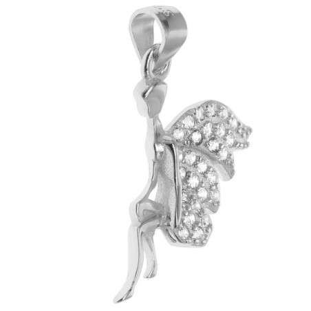 Stříbrný přívěsek - anděl, víla, čiré kulaté zirkony