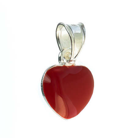 Stříbrný přívěsek - srdíčko, červená glazura