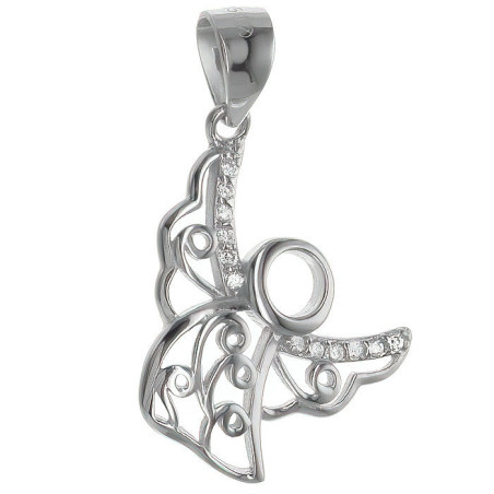 Stříbrný přívěsek - anděl, čiré kulaté zirkony