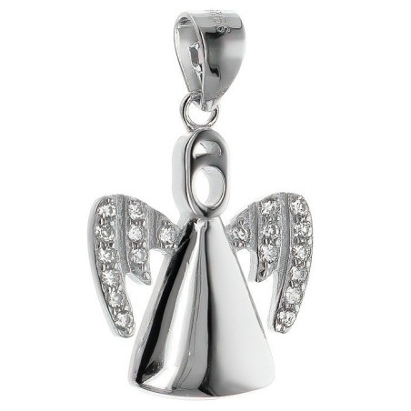 Stříbrný přívěsek - anděl, čiré kulaté zirkony