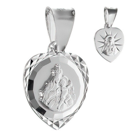 Stříbrný přívěsek Škapulíř - srdíčko