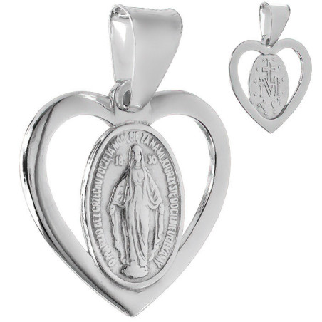 Stříbrný přívěsek Zázračná medailka - srdíčko