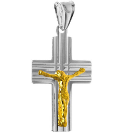 Kombinovaný stříbrný přívěsek - křížek s Ježíšem