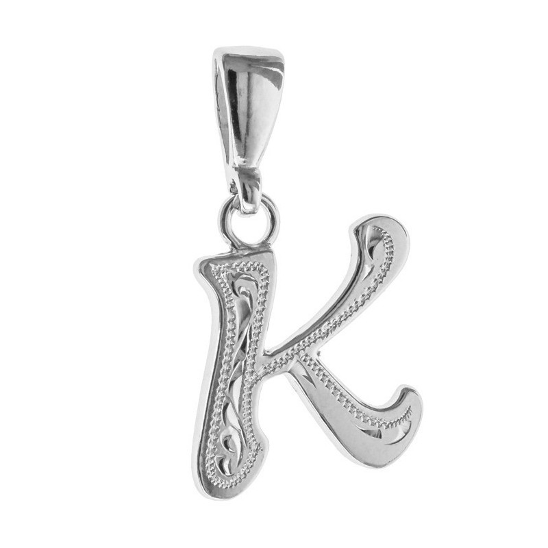 Stříbrný přívěsek - písmeno K, s ručním gravírem