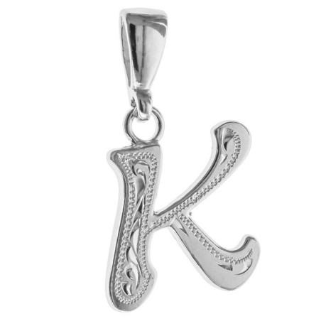 Stříbrný přívěsek - písmeno K, s ručním gravírem