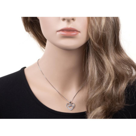 Stříbrný přívěsek - srdíčko, nekonečno, čiré kulaté zirkony