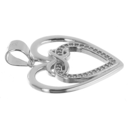 Stříbrný přívěsek - srdíčko, nekonečno, čiré kulaté zirkony