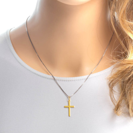 Pozlacený stříbrný přívěsek - křížek