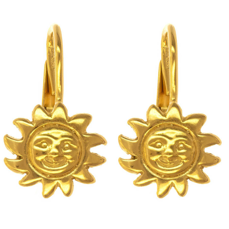 Pozlacené stříbrné náušnice - slunce