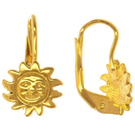 Pozlacené stříbrné náušnice - slunce