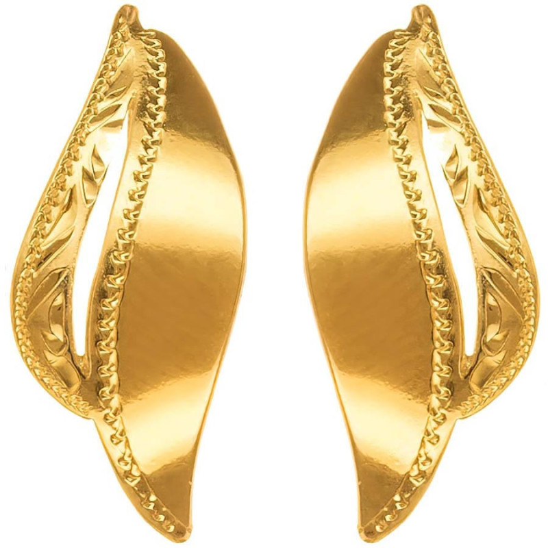 Pozlacené stříbrné náušnice - s ručním gravírem