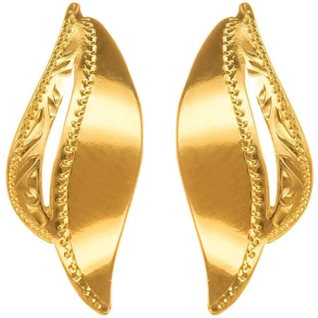 Pozlacené stříbrné náušnice - s ručním gravírem